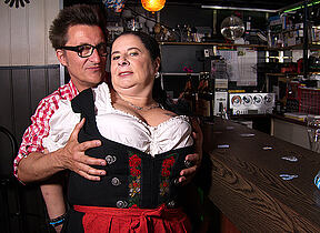 Big breasted German waitress having fun with put emphasize beerfesten